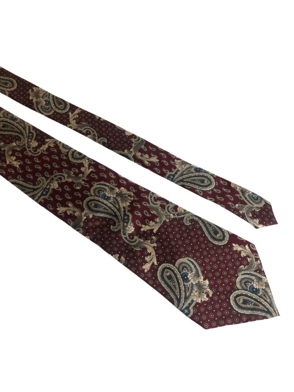 Younkers Paisley Silk Tie Maroon Blue Beige Mens Necktie USA Office Formal Gift